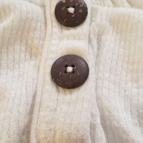We The Free Womens Long Sleeve Waffle Knit Top Three Button Henley White Sz S - Picture 6 of 10